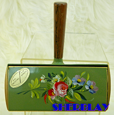 VINTAGE PERK SWISS TABLE CRUMB CATCHER ROLLING SILENT BUTLER HAND PAINTED