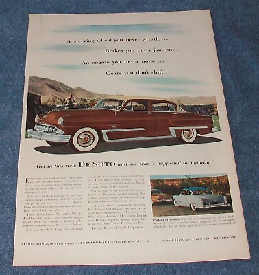 #ad 1953 De Soto Firedome Sedan Vintage Ad quot;A Steering Wheel You Never Wrestle...quot;