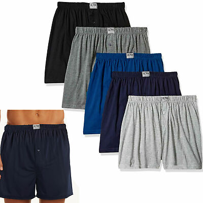 #ad #ad 2 Pc Men#x27;s Knit Boxer Shorts 100% Cotton Plain Solid Assorted Colors Underwear