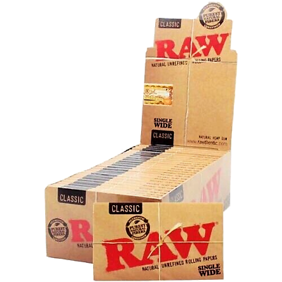 #ad 😎 🍃 25 x RAW CLASSIC SINGLE WIDE ROLLING PAPERS FULL BOX 100% AUTHENTIC 🍃😎