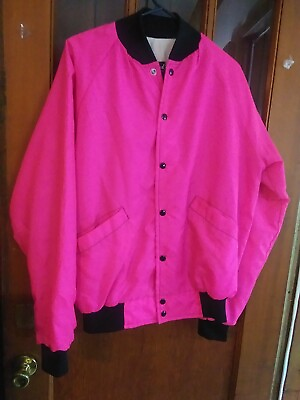 #ad Scoreboard Sportswear Jacket Woman Trucker Bomber Size Large Cruzin Pink Black