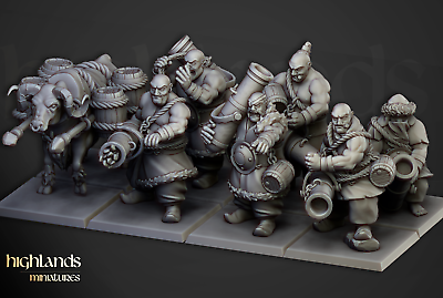 #ad Khazarian Gunners Tabletop Wargames DnD Fantasy Cannoneer Ogre Miniature 32mm