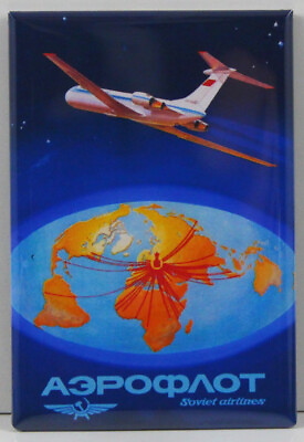 #ad Moscow Russia 2quot; X 3quot; Fridge Locker Magnet. Soviet Airlines