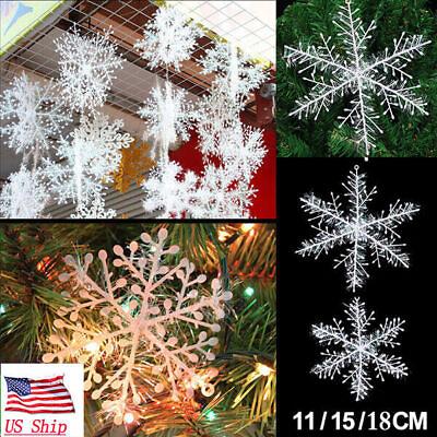 30PC Xmas White Snowflake Bunting Garland Hanging Christmas Party Decoration US