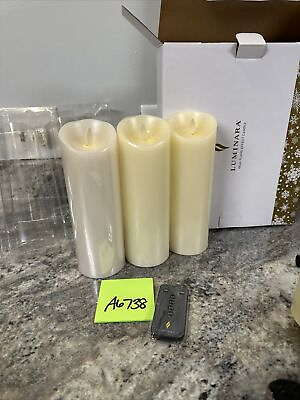 #ad luminara Set Of 3 flameless candles With Remote amp; Timer 8.5” Ivory READ