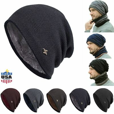 Women#x27;s Men Knit Slouchy Baggy Beanie Oversize Winter Hat Scarf Ski Fleece Cap