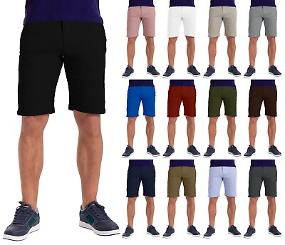 #ad Mens Chino Half Pants Slim Fit Casual Cotton Summer Golf Beach Flat Front Shorts