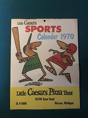 Vintage 1970 Little Caesars Sports Calendar with Kaline Howe McLain Tasco