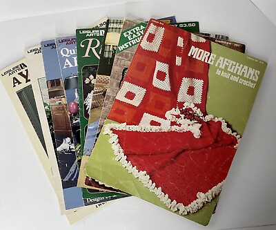 #ad Lot of 8 Crochet Knit Pattern Leaflets amp; Books Afghans Mixed Lot Leisure Arts