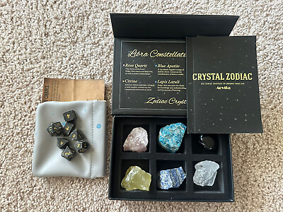 #ad Lot Of Natural Onyx Obsidian Dice Set And Libra Zodiac Crystals Gemstone