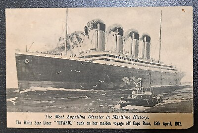 TITANIC IS TREATED AS BIGGEST PASSENGER SHIP DISSASTER UNUSED PICTURE POSTCARD
