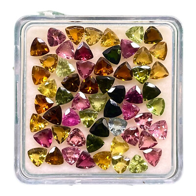 #ad 10 Pcs Natural Tourmaline 4mm Trillion Cut Untreated Dazzling Loose Gemstone Lot