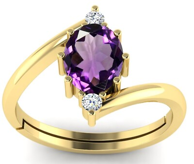 #ad 8.00 Carat Amethyst Gold Plated Ring Katela Ring Original Certified Women#x27;s Men