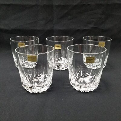 #ad #ad Set of 5 Vtg Luminarc 3.5quot; Tall Clear Drinking Glasses Tumblers w Stickers^