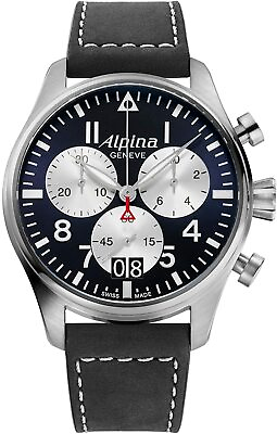 Alpina Startimer Pilot Men#x27;s Swiss Quartz Chronograph 44mm Watch AL 372NS4S6