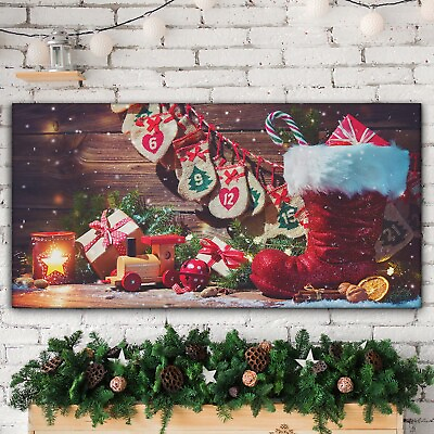 #ad Christmas Santa Claus Gifts Lantern 120x60 Gift Canvas Modern Art