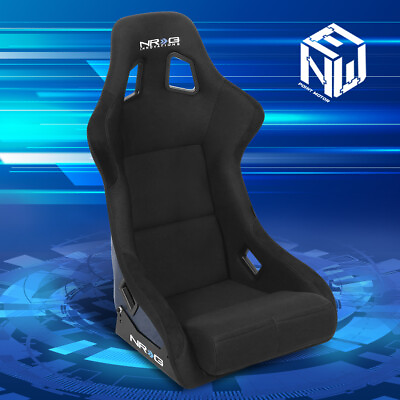 #ad NRG RSC 302CF BL Blue Carbon Fiber Back Fabric Cushion Large Bucket Racing Seat