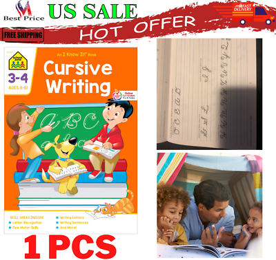 Cursive Writing Workbook 32 Pages Ages 8 to 10 amp; 3rd Grade 4th Grade Practice