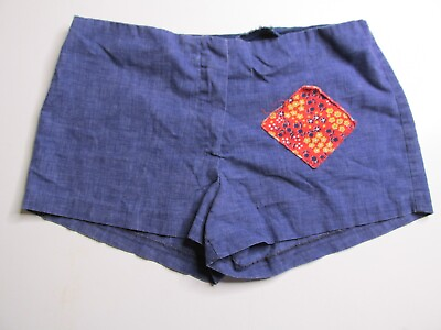 #ad Vintage 70#x27;s Homemade Hip Hugger Short Shorts Small Blue Zip Close Mid Rise