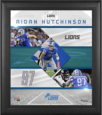 #ad Aidan Hutchinson Detroit Lions Framed 15quot; x 17quot; Stitched Stars Collage