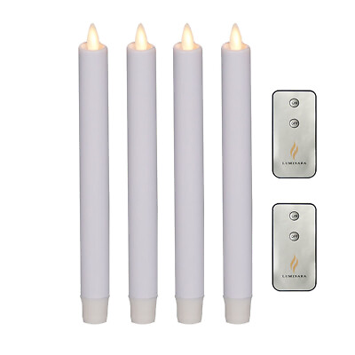 8quot; Luminara Flameless Non Dipped Wax Remote Tapers Candles Moving Wick Set of 2