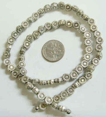 70 vintage sale silver tone metal nice sunflower disc beads 6 mm 42232