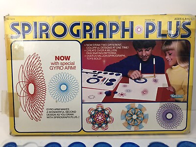 #ad Vtg Spirograph Plus Stencil Drawing Set 1982 No. 14210 Almost complete Kenner
