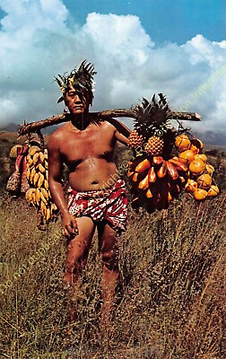 Postcard Tahiti Retour A Carrier Of Fruits Mahana Maa Edit Glittered