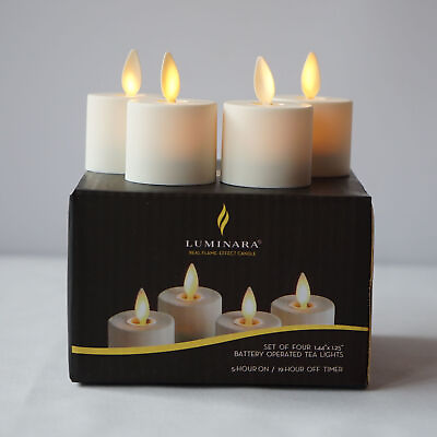 Luminara Flameless Unscented Tealight Candles Remote Ivory Battery Operated 4pc