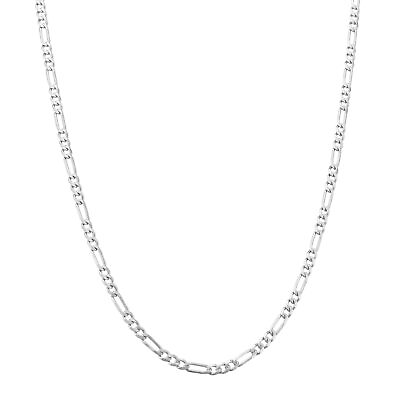 #ad 10K White Gold Solid 2.5mm Womens Italian Figaro Link Chain Pendant Necklace 18quot;