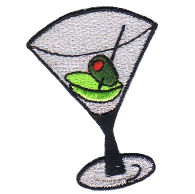 Martini Applique Patch Cocktail Olive Alcohol Vodka Gin 2quot; Iron on