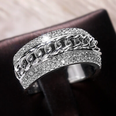 Stainless Steel CZ Ring Womens Mens Jewelry Titanium Rings Wedding Party Bridal