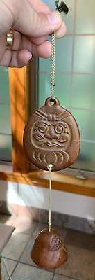 #ad Antique Japanese Japan Steel Metal Daruma Buddha Buddhism Wind Chime Bells