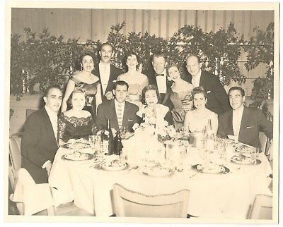 Vintage 8X10 Photo 1950#x27;s Wedding Guests Group Pose At Table Portrait 1950#x27;s