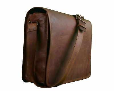 LARGE Messenger Real Vintage Leather Laptop Bag Brown Shoulder Briefcase Satchel
