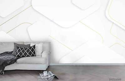 #ad 3D White Geometric Texture Wallpaper Wall Murals Removable Wallpaper 745