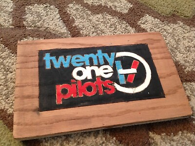 #ad Twenty One Pilots Band Logo Hand Painted Wood Stained Wall Art *WoW*