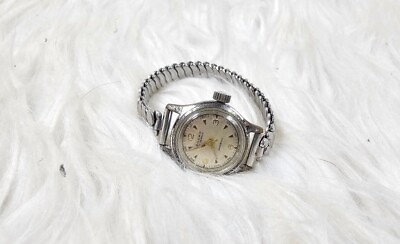 #ad Vintage 1940#x27;s Baldwin 17 Jewels Incabloc French Dress Watch w Midsize All SS