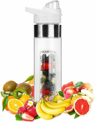#ad NEW Fruit Infuser Infusion Water Bottle One Click Open Pro 24oz WHITE USA Yoga
