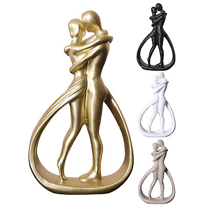 #ad Resin Golden Lovers Love Romantic Couple Statue Showpiece Figurine Home Decor