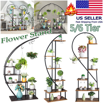 5 Tier Metal Plant Stand Creative Half Moon Plant Stand Indoor Flower Pot Holder