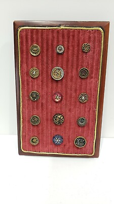 #ad lot of 15 Antique buttons on display board
