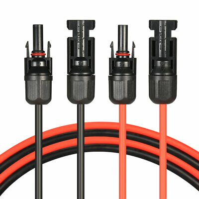 10AWG 1 Pair BlackRed Solar Panel Extension Cable with Female amp; Male Connectors
