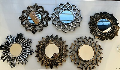 Small Round Mirrors for Wall Decor Set of 6 Gold And Silver Color NEW