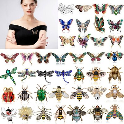 #ad 2024 Fashion Cute Animal Butterfly Insect Crystal Brooch Pin Women Party Jewelry