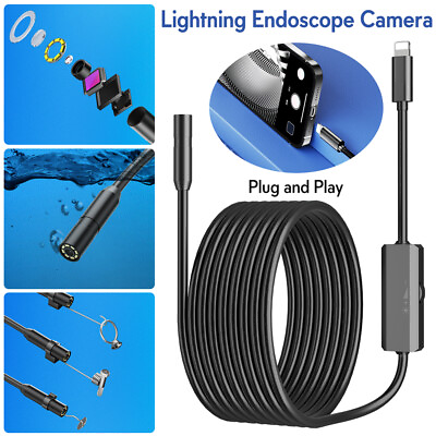 #ad 8LED Waterproof Borescope Endoscope Snake Inspection Camera for iOS iPhone iPad