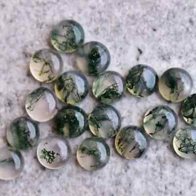 #ad WHOLESALE NATURAL MOSS AGATE CABOCHON ROUND SHAPE LOOSE GEMSTONE FOR JEWELLERY