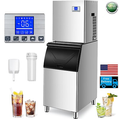 #ad LoJok Commercial 110V 580W Freestanding Ice Maker 344LBS 24H with 165LBS Bin