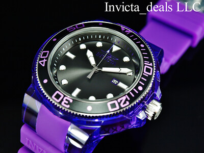 Invicta Men#x27;s 52mm GRAND PRO DIVER ANATOMIC CASE Purple Tone Black Dial SS Watch