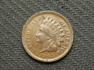 #ad 🔥 COIN SALE XF 1864 INDIAN HEAD CENT PENNY w DIAMONDS L amp; FULL LIBERTY 🔥 387